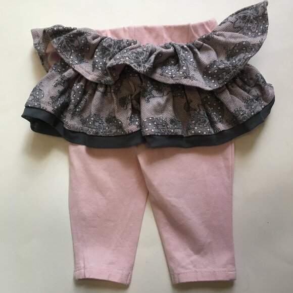Baby V Skirt Sz 3 Months Pink Gray Lace Tights Jersey Knit - Picture 6 of 11